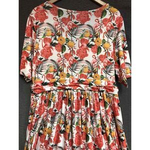 Love Is Lovely Floral Print Dress Gathered Waist Womens